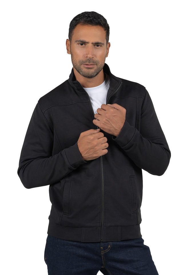 Men's Full-Zip Solid Sweatshirt – Black