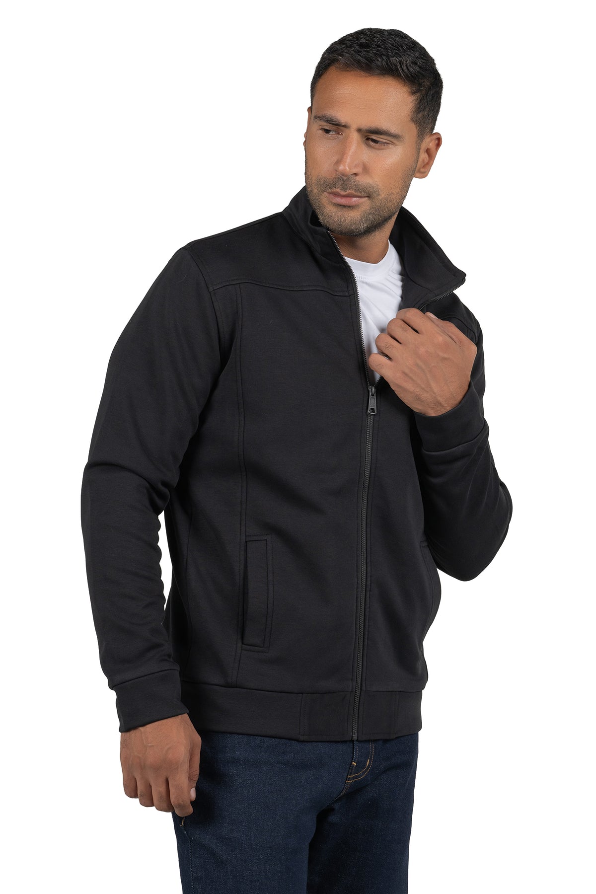 Men's Full-Zip Solid Sweatshirt – Black