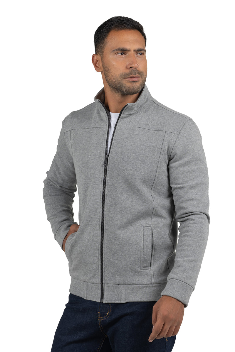 Men's Full-Zip Solid Sweatshirt – Grey