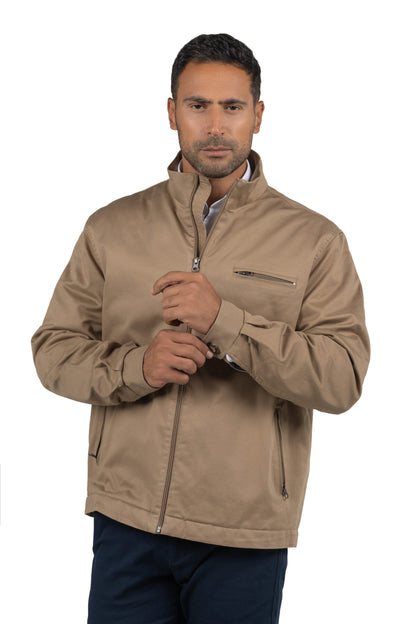 Men's Gabrdine Full-Zip Jacket – Beige