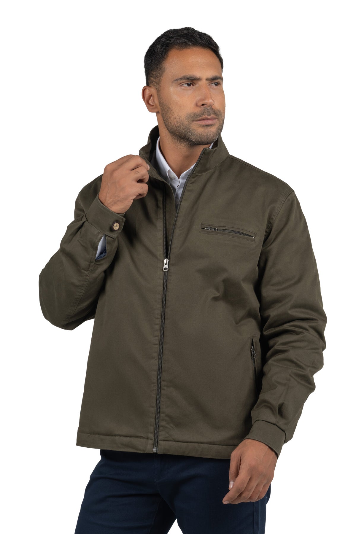 Men's Gabrdine Full-Zip Jacket – Dark Green
