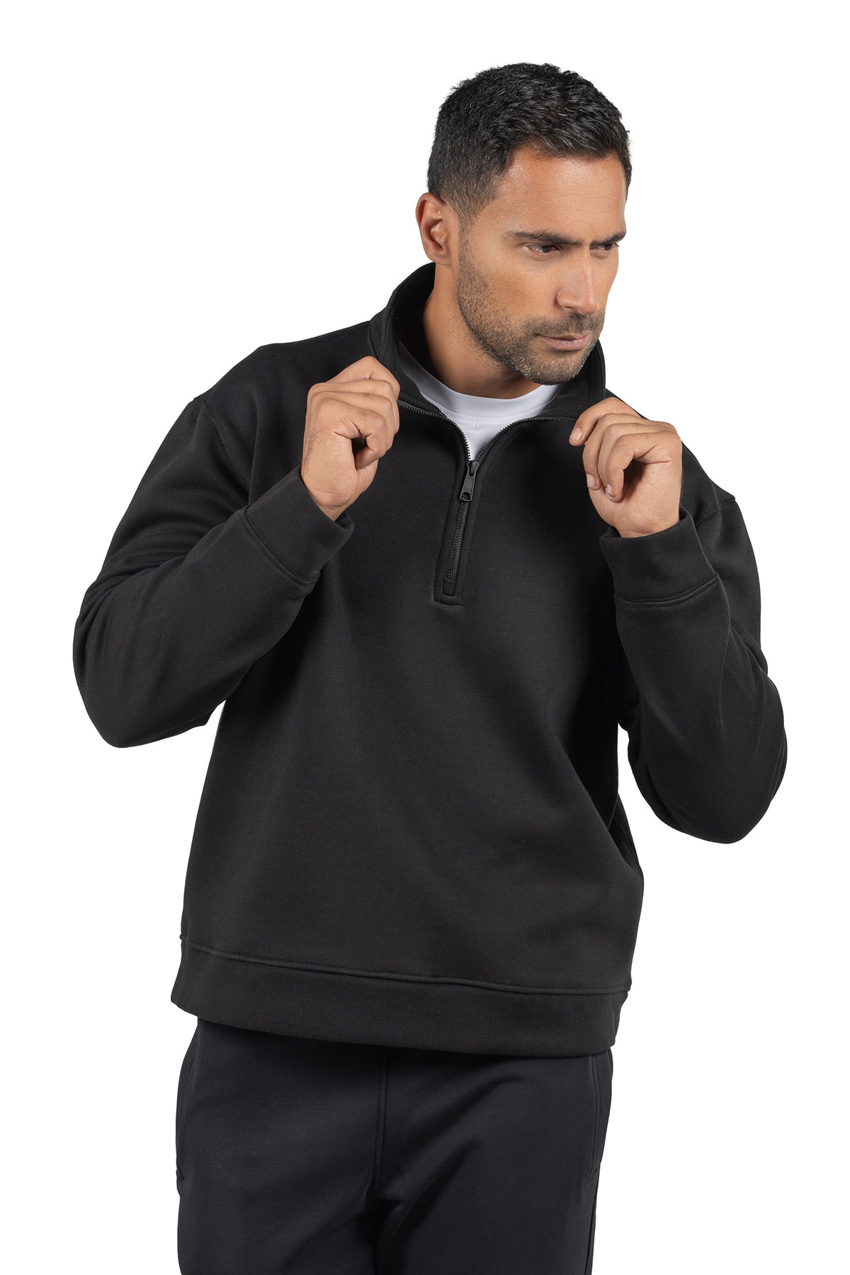 Men's Half-Zip Solid Sweatshirt – Black