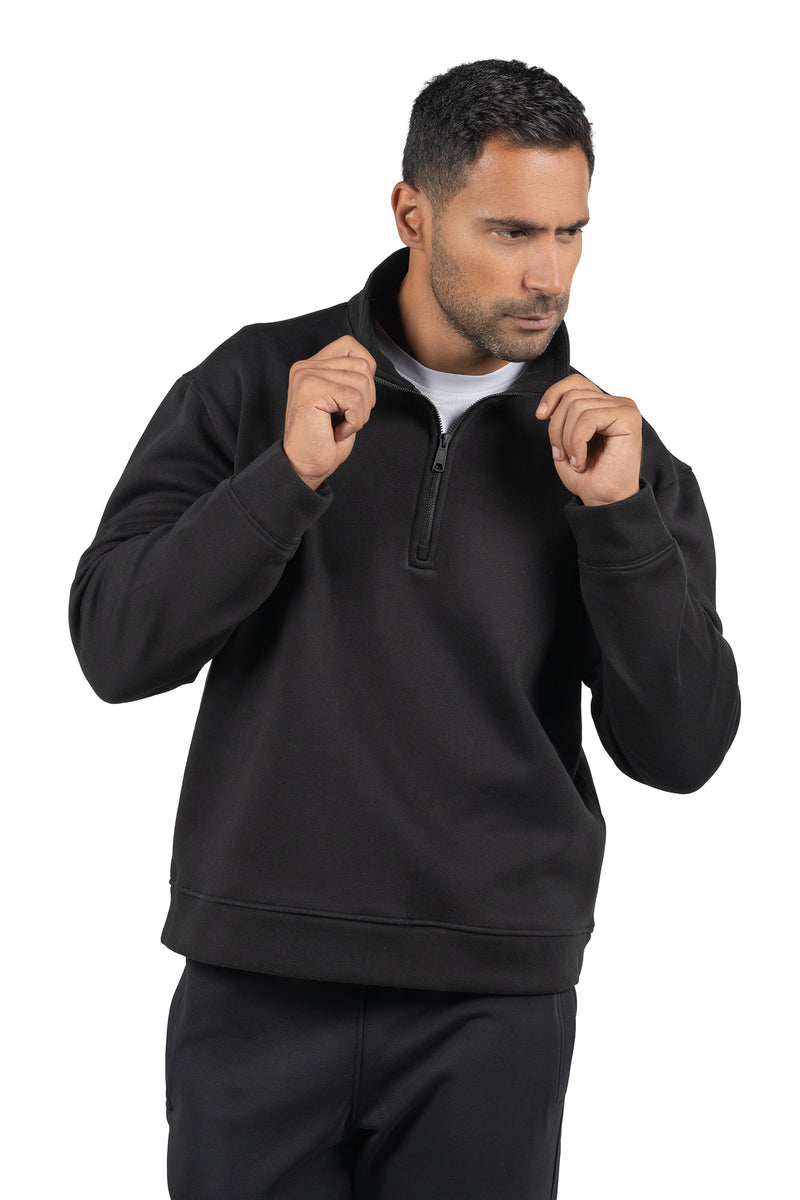 Men's Half-Zip Solid Sweatshirt – Black