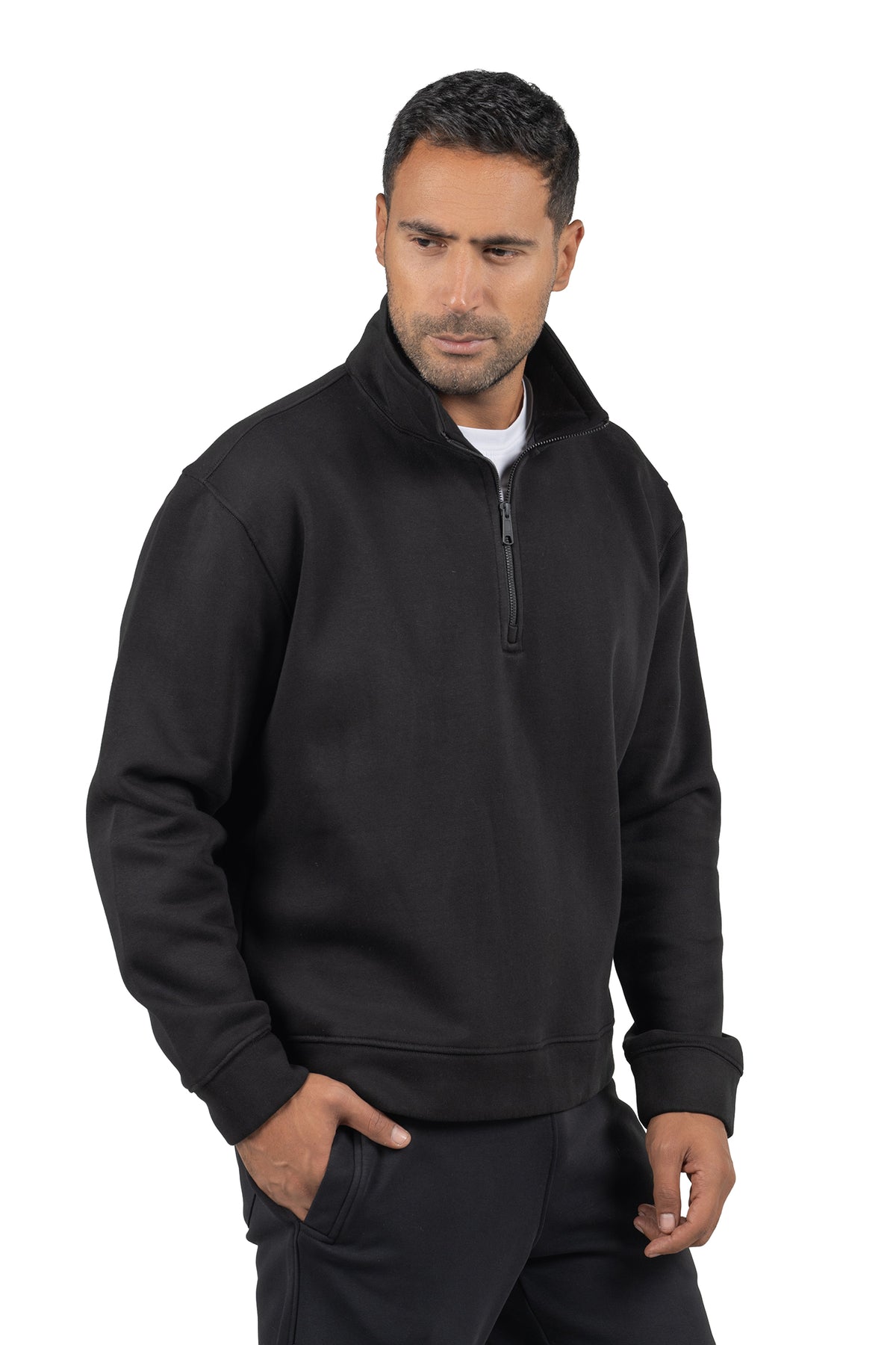 Men's Half-Zip Solid Sweatshirt – Black