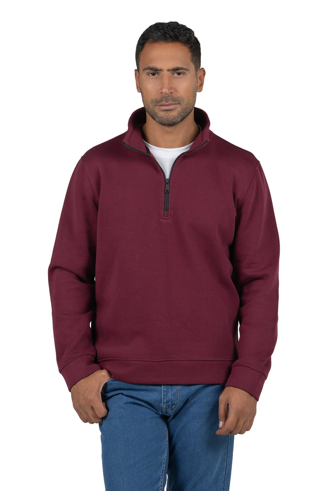 Men's Half-Zip Solid Sweatshirt – Burgundy