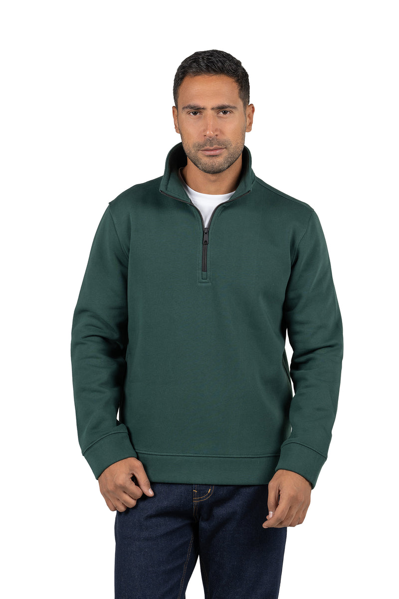 Men's Half-Zip Solid Sweatshirt – Dark Green