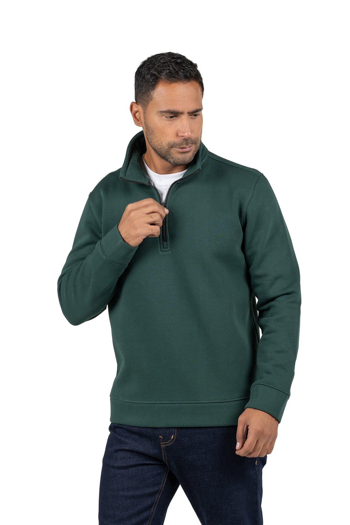 Men's Half-Zip Solid Sweatshirt – Dark Green