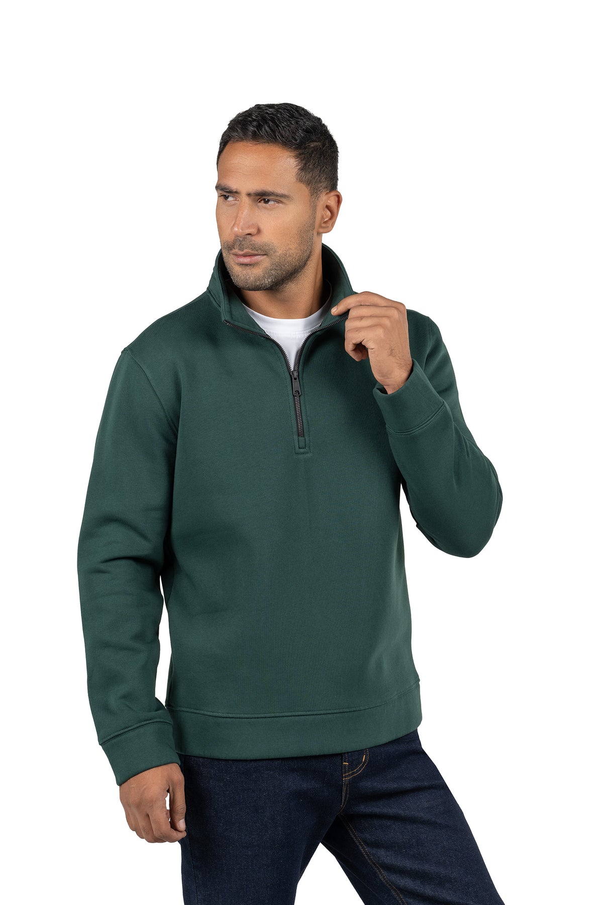 Men's Half-Zip Solid Sweatshirt – Dark Green