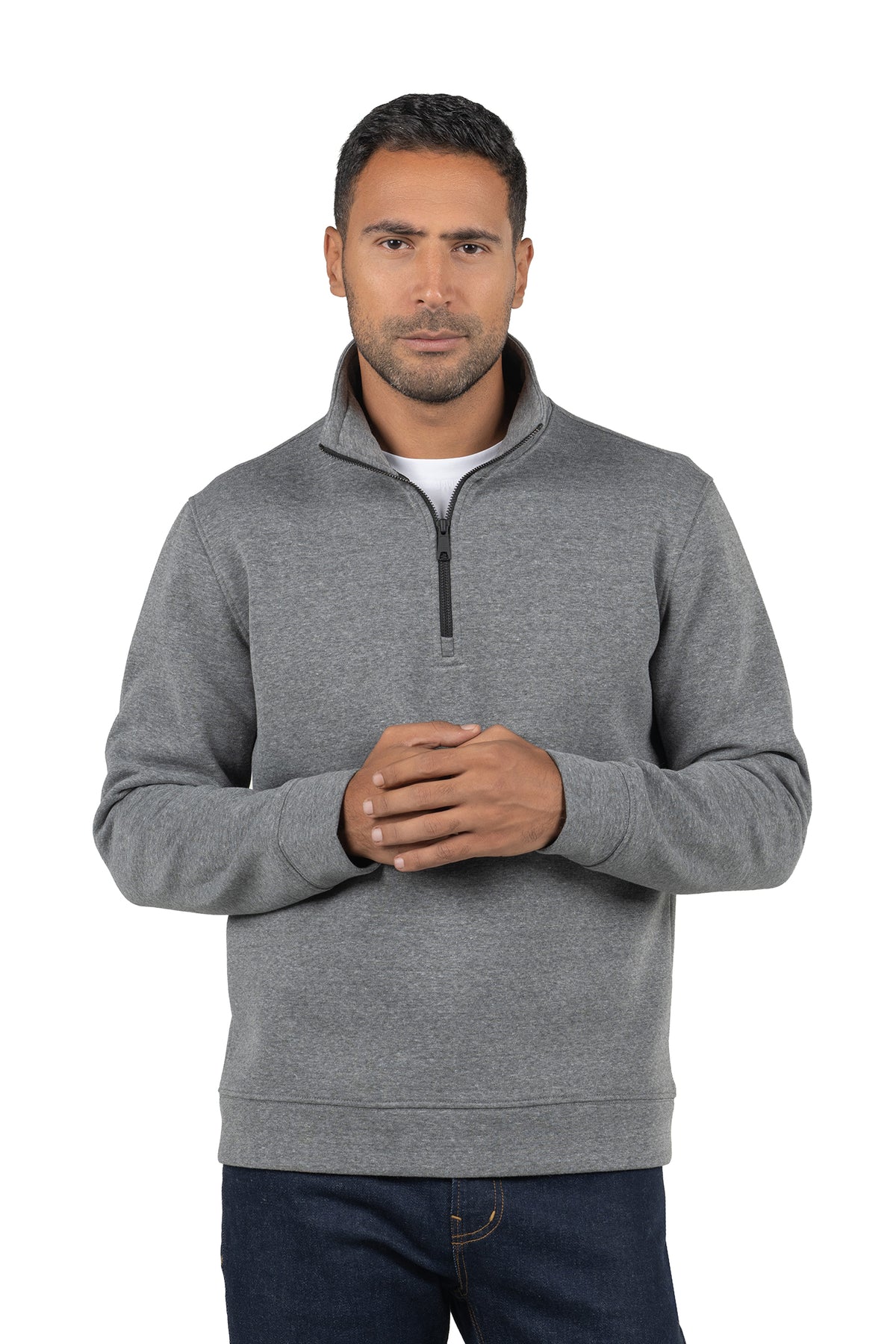 Men's Half-Zip Solid Sweatshirt – Dark Grey