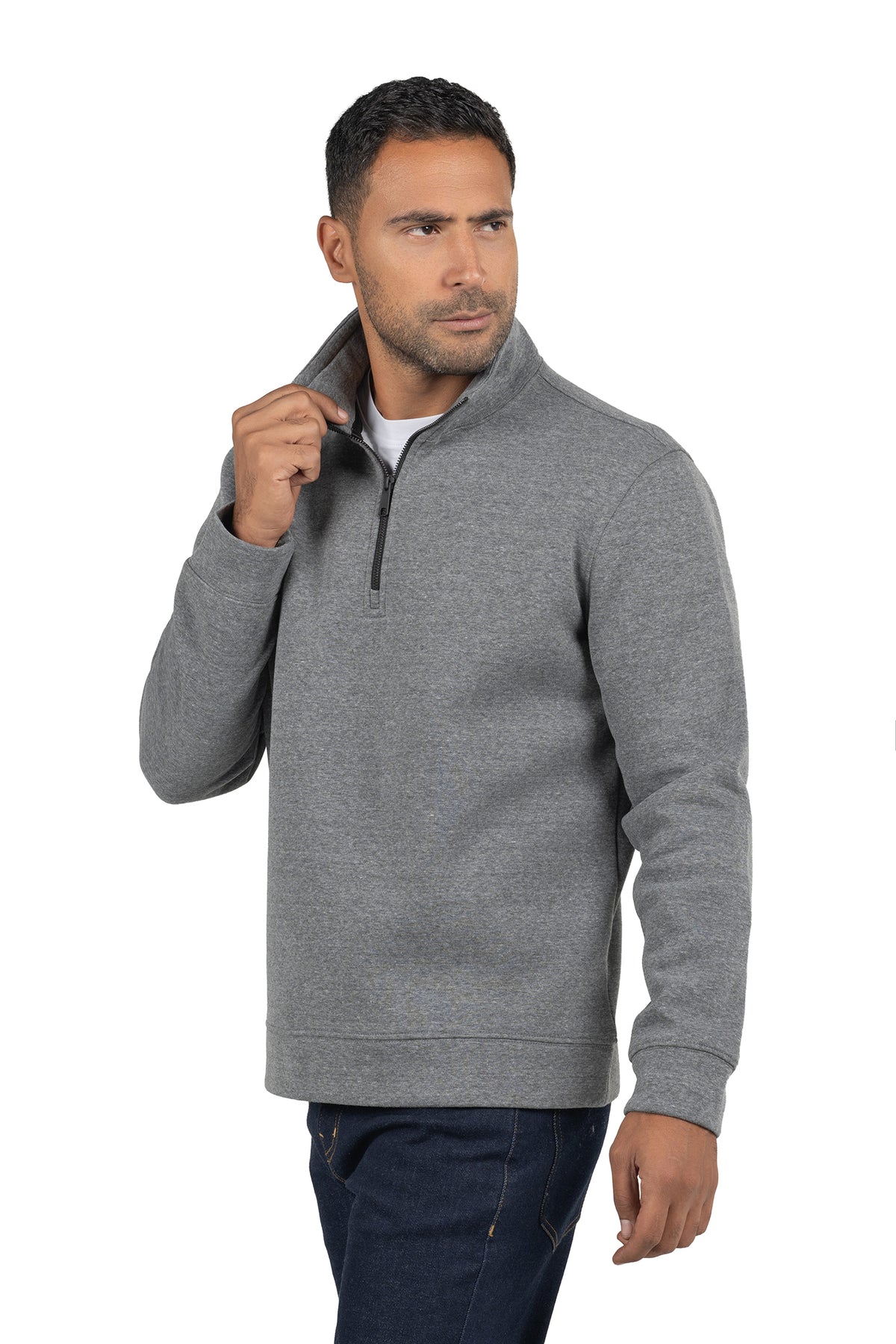 Men's Half-Zip Solid Sweatshirt – Dark Grey