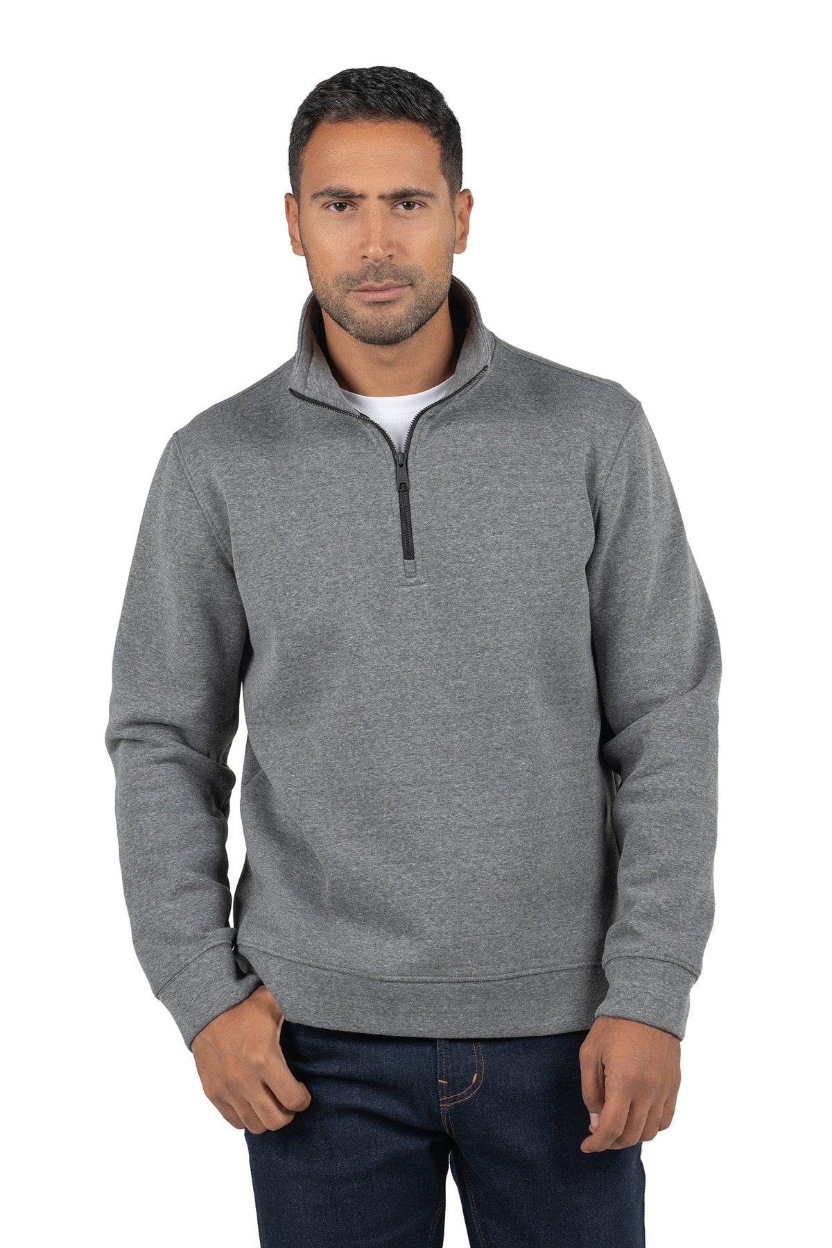 Men's Half-Zip Solid Sweatshirt – Dark Grey