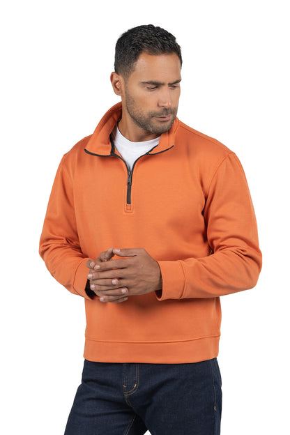 Men's Half-Zip Solid Sweatshirt – Dark Orange
