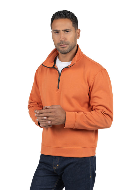 Men's Half-Zip Solid Sweatshirt – Dark Orange