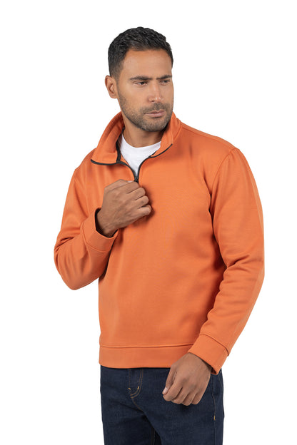 Men's Half-Zip Solid Sweatshirt – Dark Orange