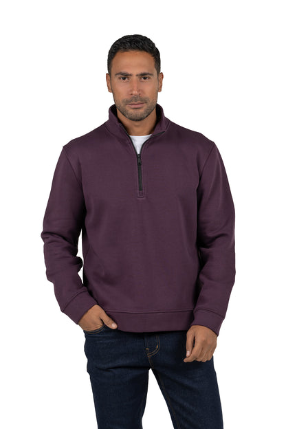 Men's Half-Zip Solid Sweatshirt – Dark Purple