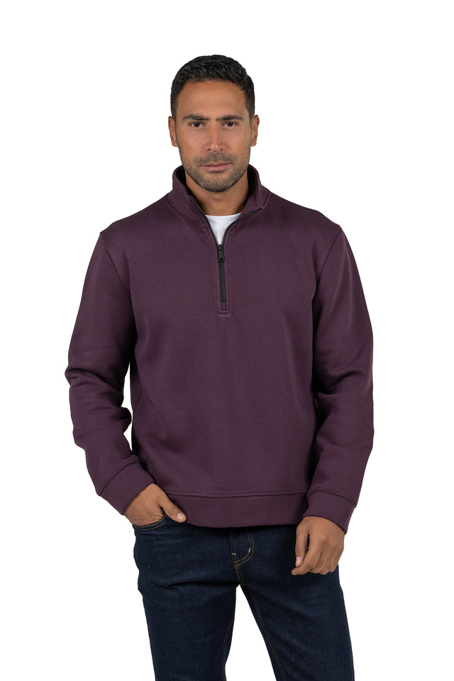Men's Half-Zip Solid Sweatshirt – Dark Purple