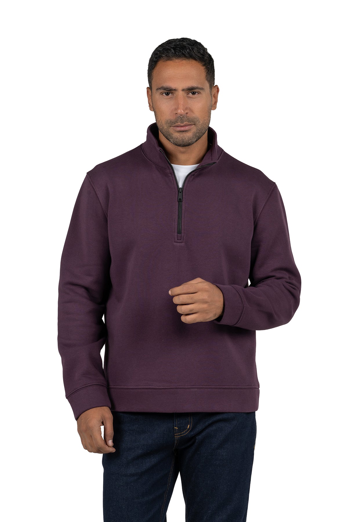 Men's Half-Zip Solid Sweatshirt – Dark Purple
