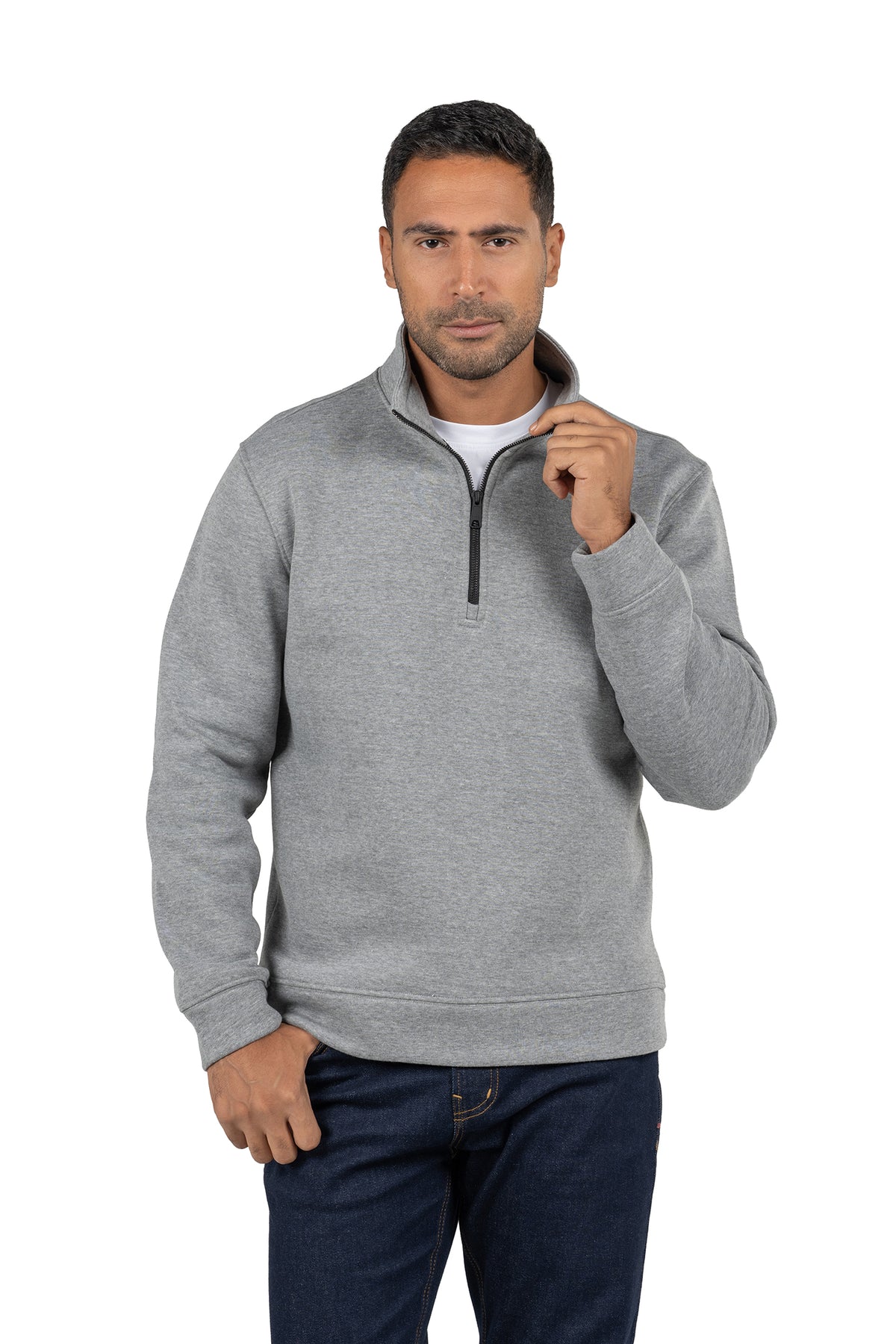 Men's Half-Zip Solid Sweatshirt – Grey