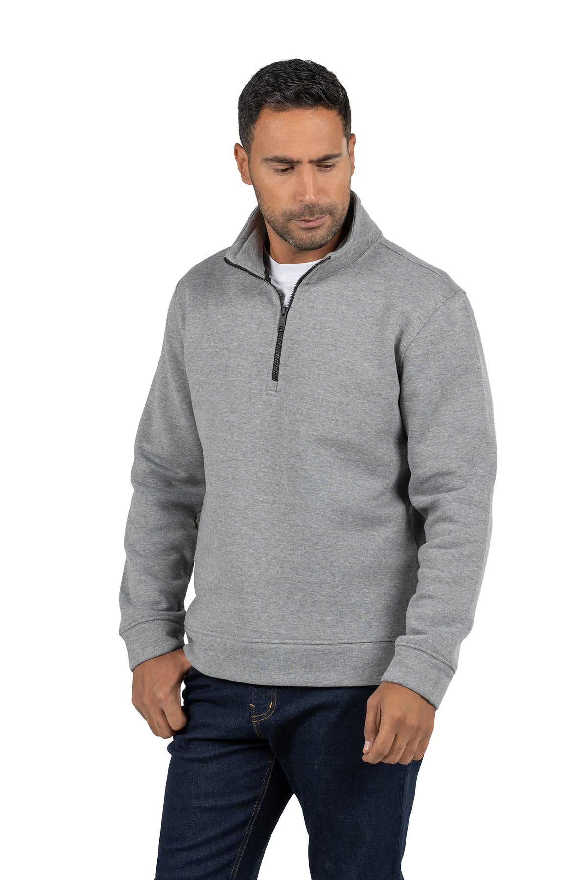 Men's Half-Zip Solid Sweatshirt – Grey