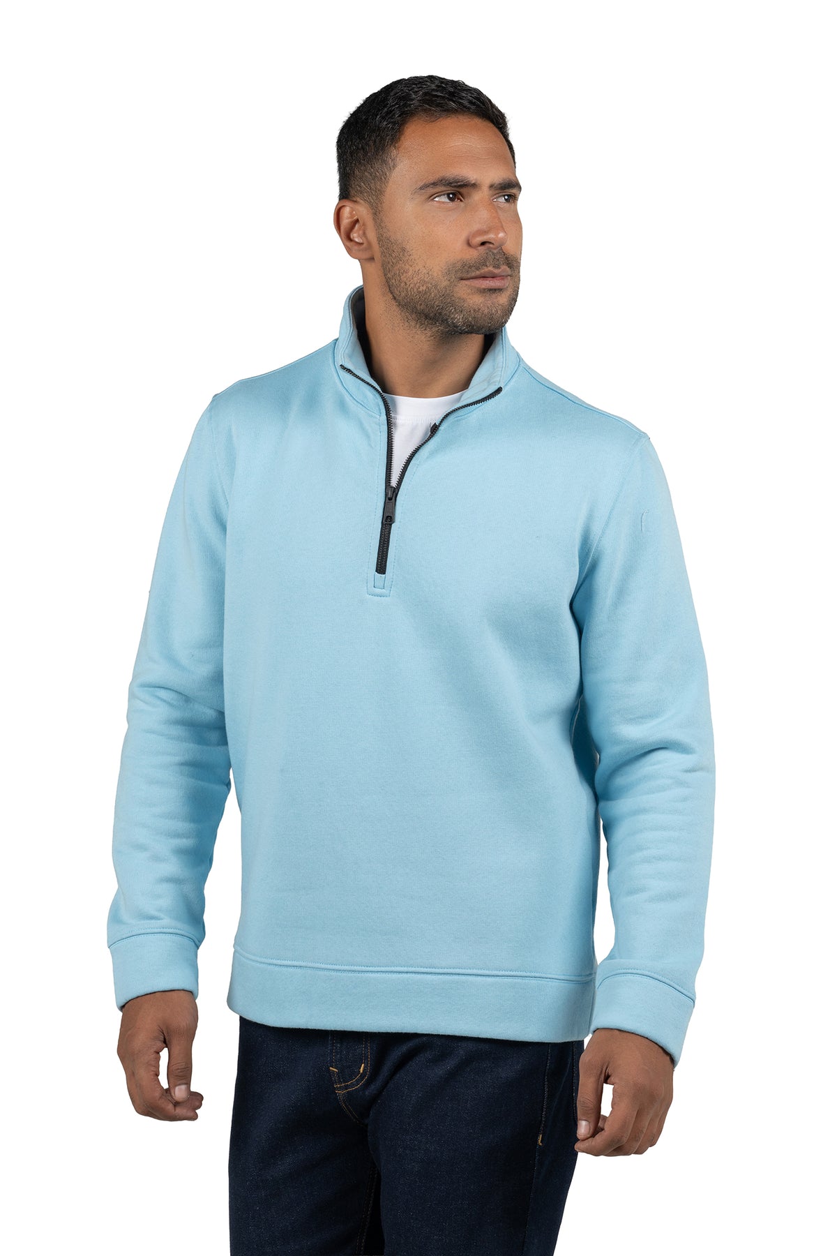 Men's Half-Zip Solid Sweatshirt – Light Blue