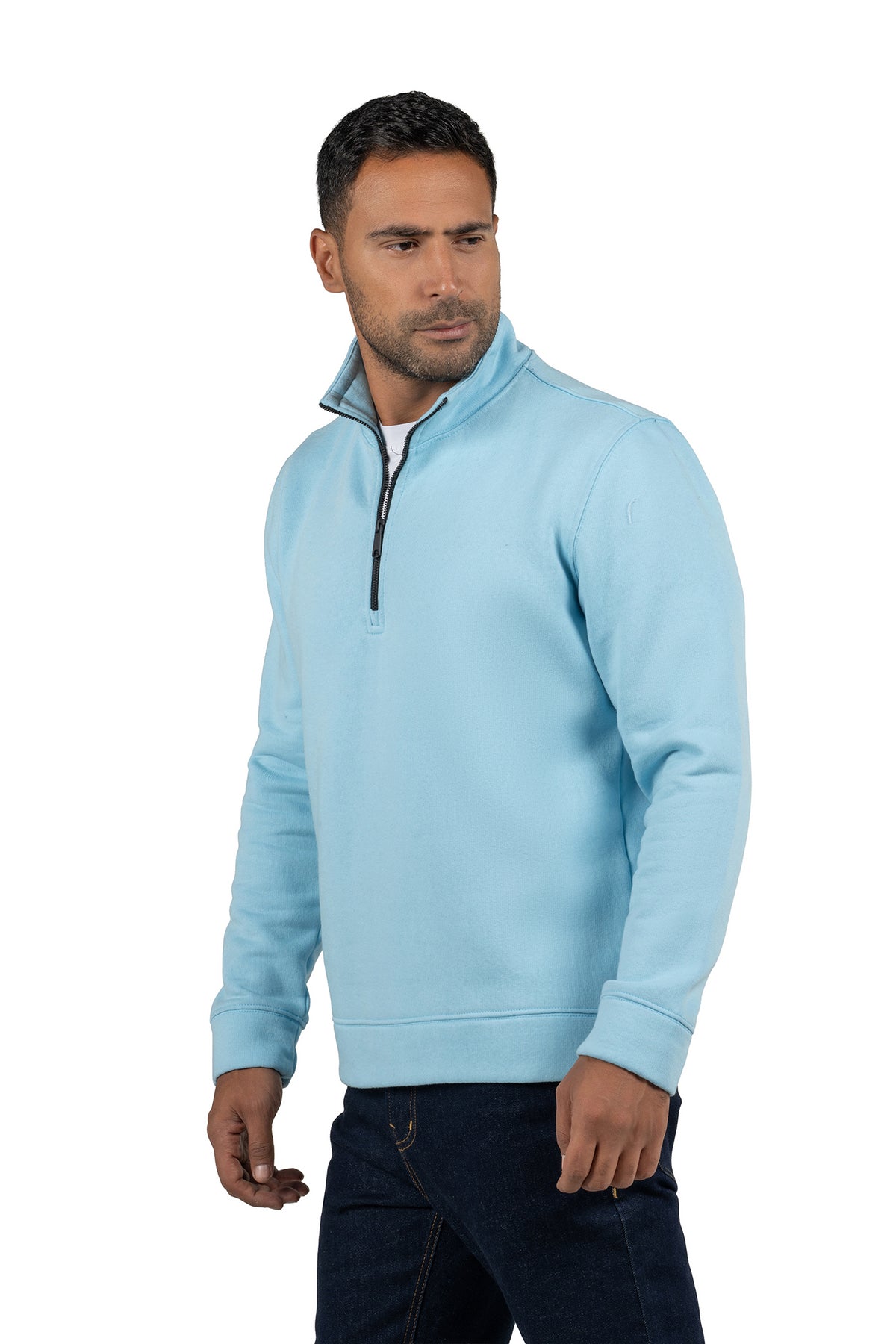 Men's Half-Zip Solid Sweatshirt – Light Blue