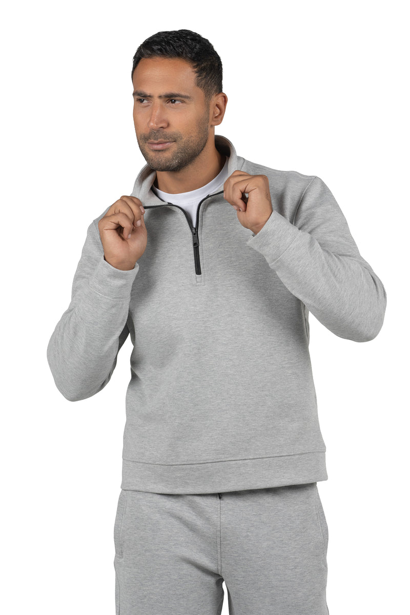 Men's Half-Zip Solid Sweatshirt – Light Grey