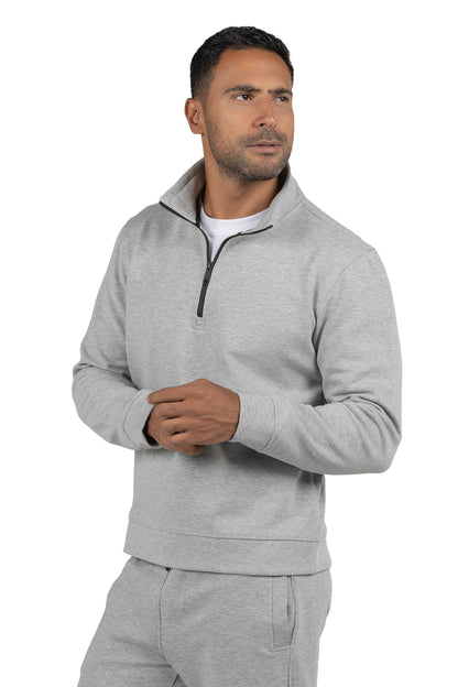 Men's Half-Zip Solid Sweatshirt – Light Grey