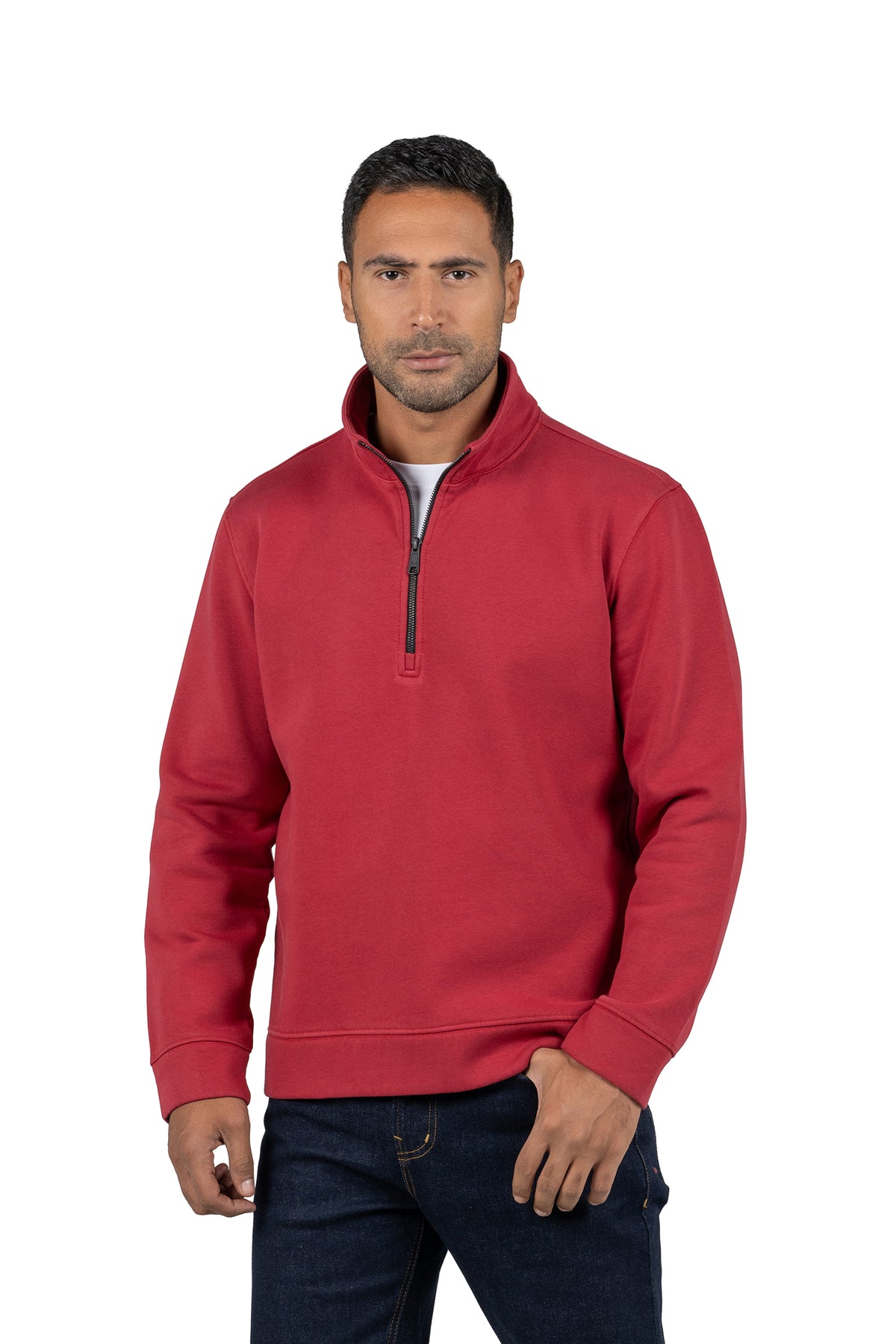 Men's Half-Zip Solid Sweatshirt – Red