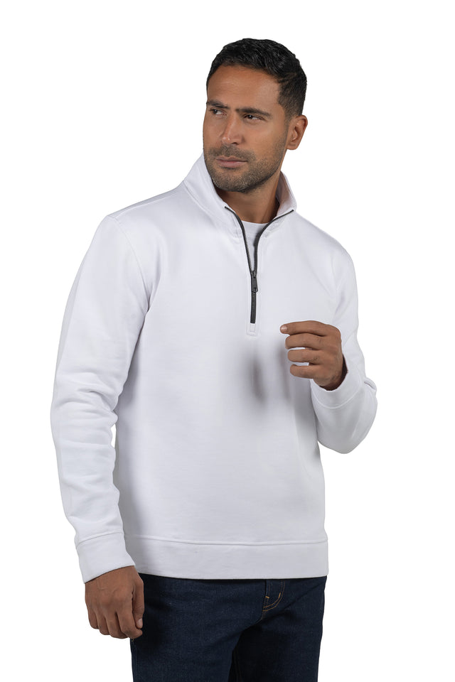 Men's Half-Zip Solid Sweatshirt – White