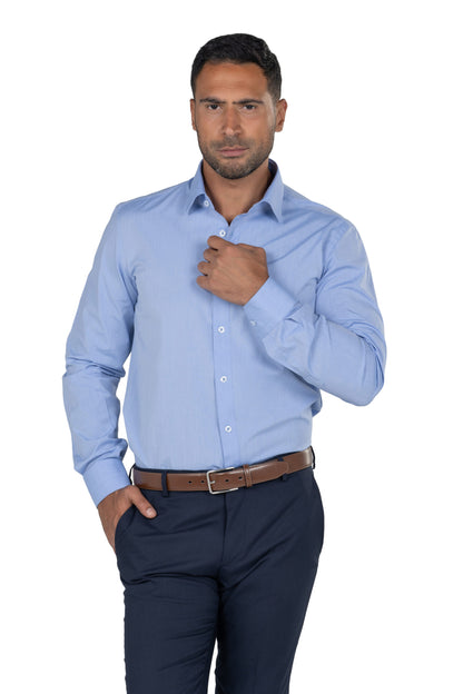 Men's Long Sleeved Chambray Shirt – Blue