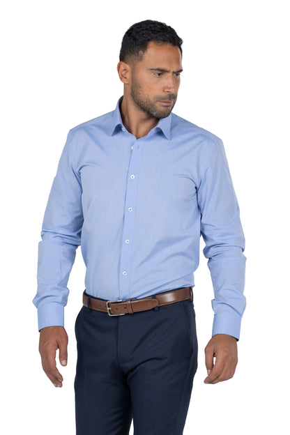 Men's Long Sleeved Chambray Shirt – Blue