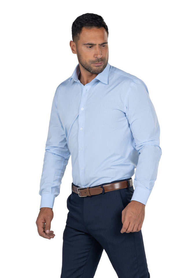 Men's Long Sleeved Chambray Shirt – Light Blue