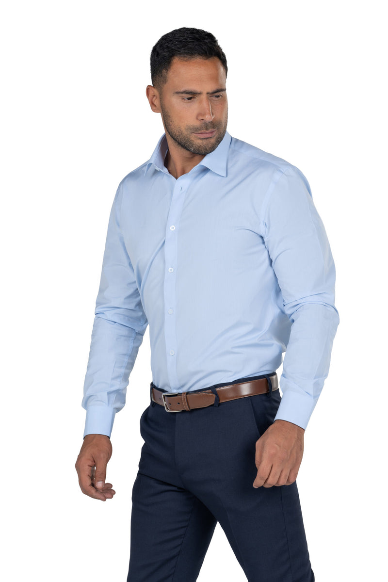 Men's Long Sleeved Chambray Shirt – Light Blue
