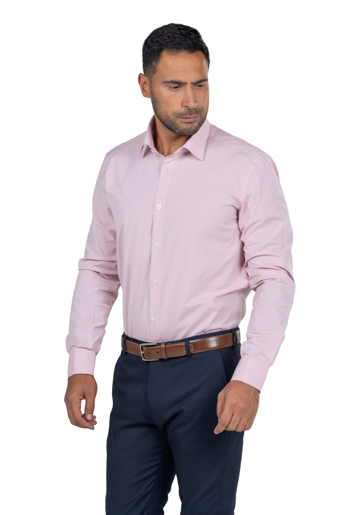Men's Long Sleeved Chambray Shirt – Pink