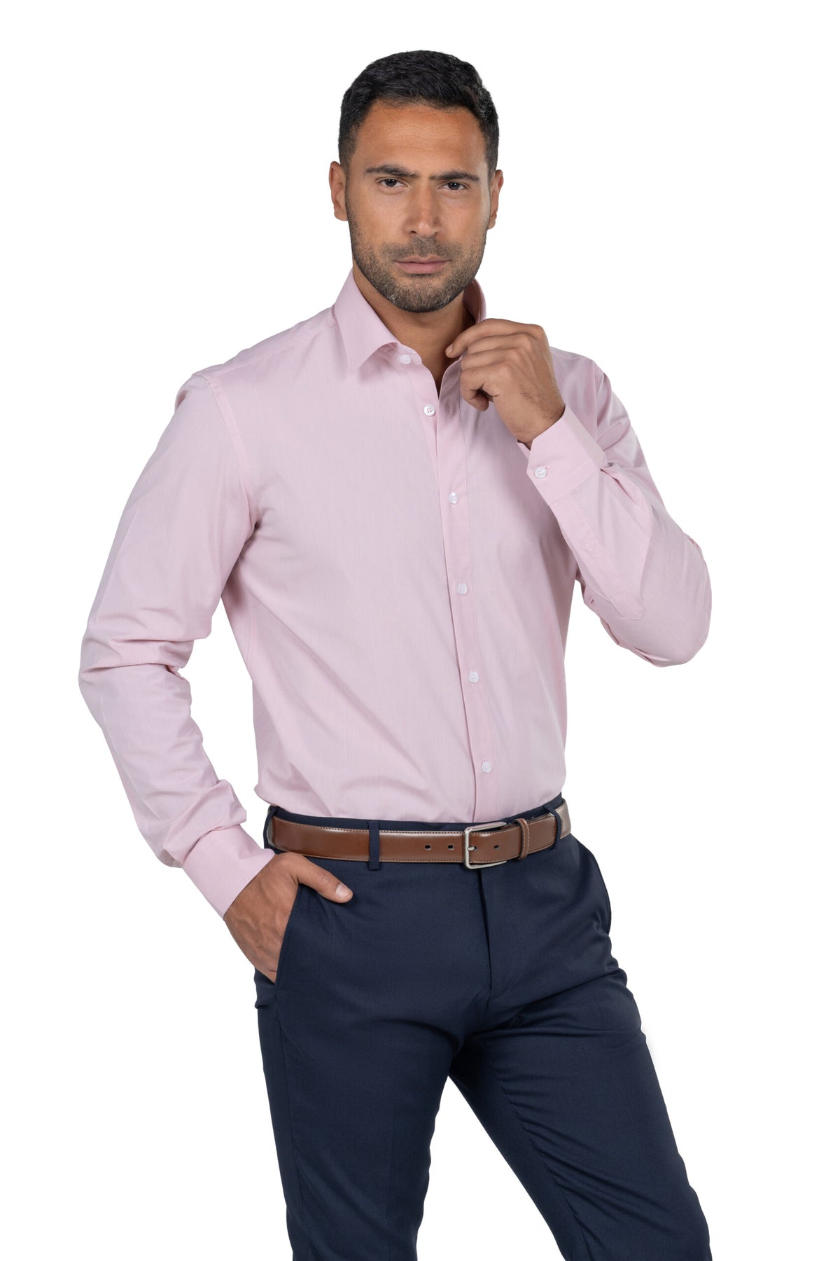Men's Long Sleeved Chambray Shirt – Pink