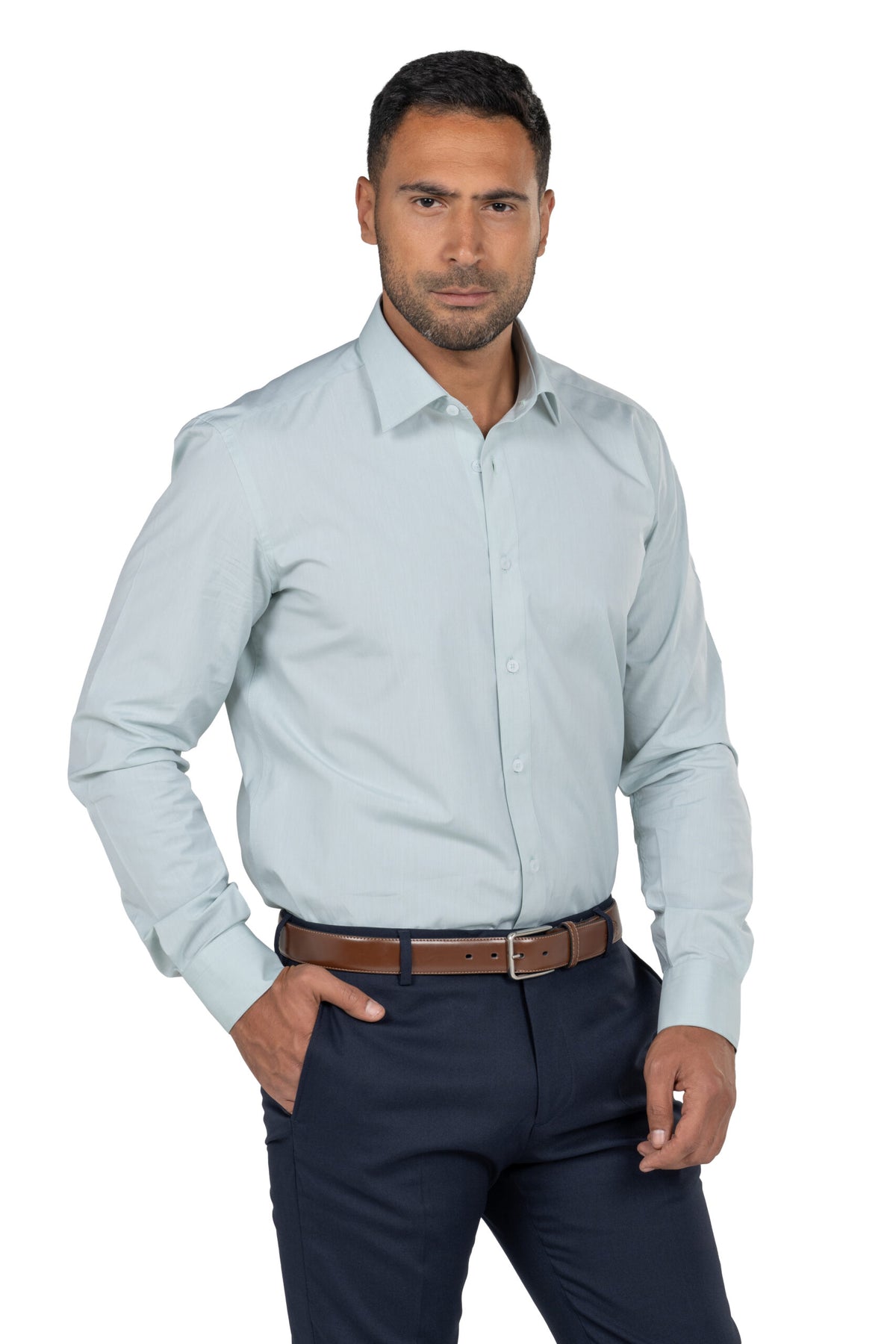 Men's Long Sleeved Chambray Shirt – Pistachio
