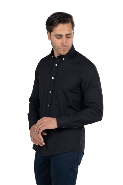 Men's Long-Sleeved Oxford Shirt – Black