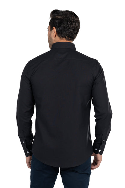 Men's Long-Sleeved Oxford Shirt – Black