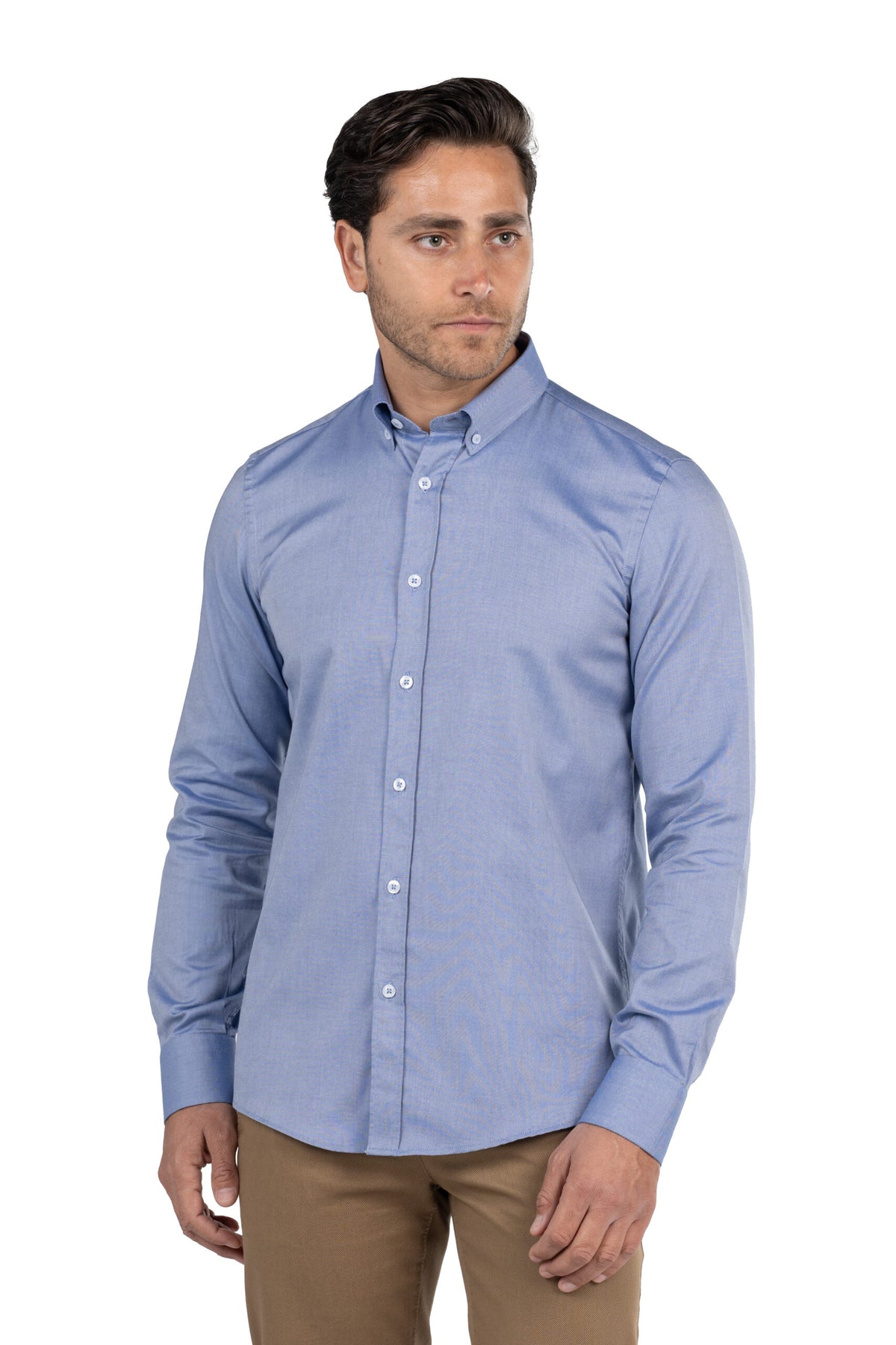 Men's Long-Sleeved Oxford Shirt – Blue