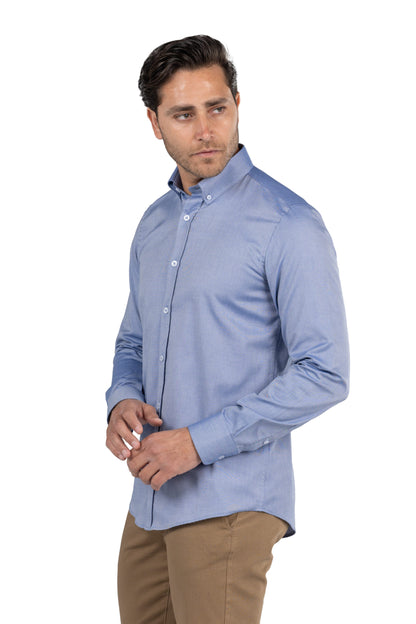 Men's Long-Sleeved Oxford Shirt – Blue
