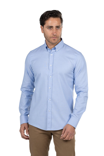 Men's Long-Sleeved Oxford Shirt – Light Blue