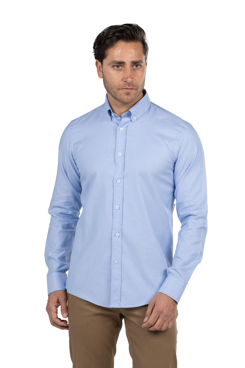 Men's Long-Sleeved Oxford Shirt – Light Blue