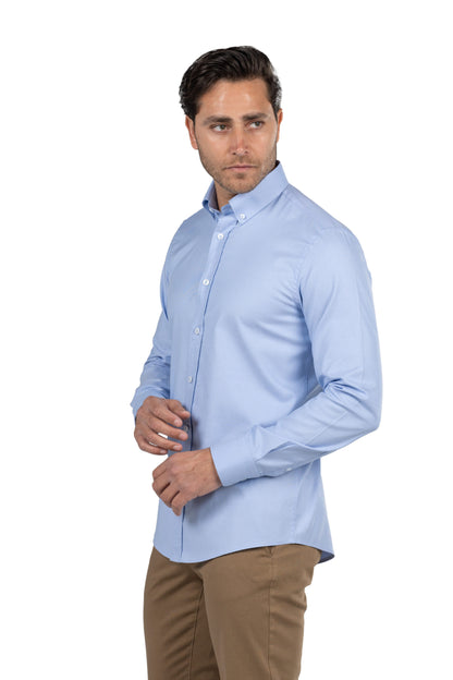 Men's Long-Sleeved Oxford Shirt – Light Blue