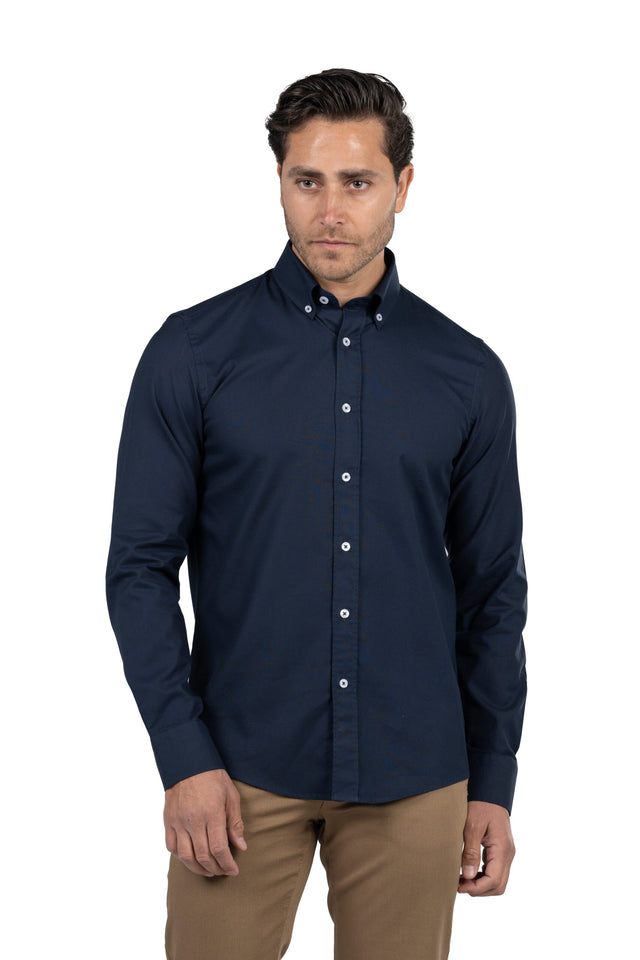 Men's Long-Sleeved Oxford Shirt – Navy