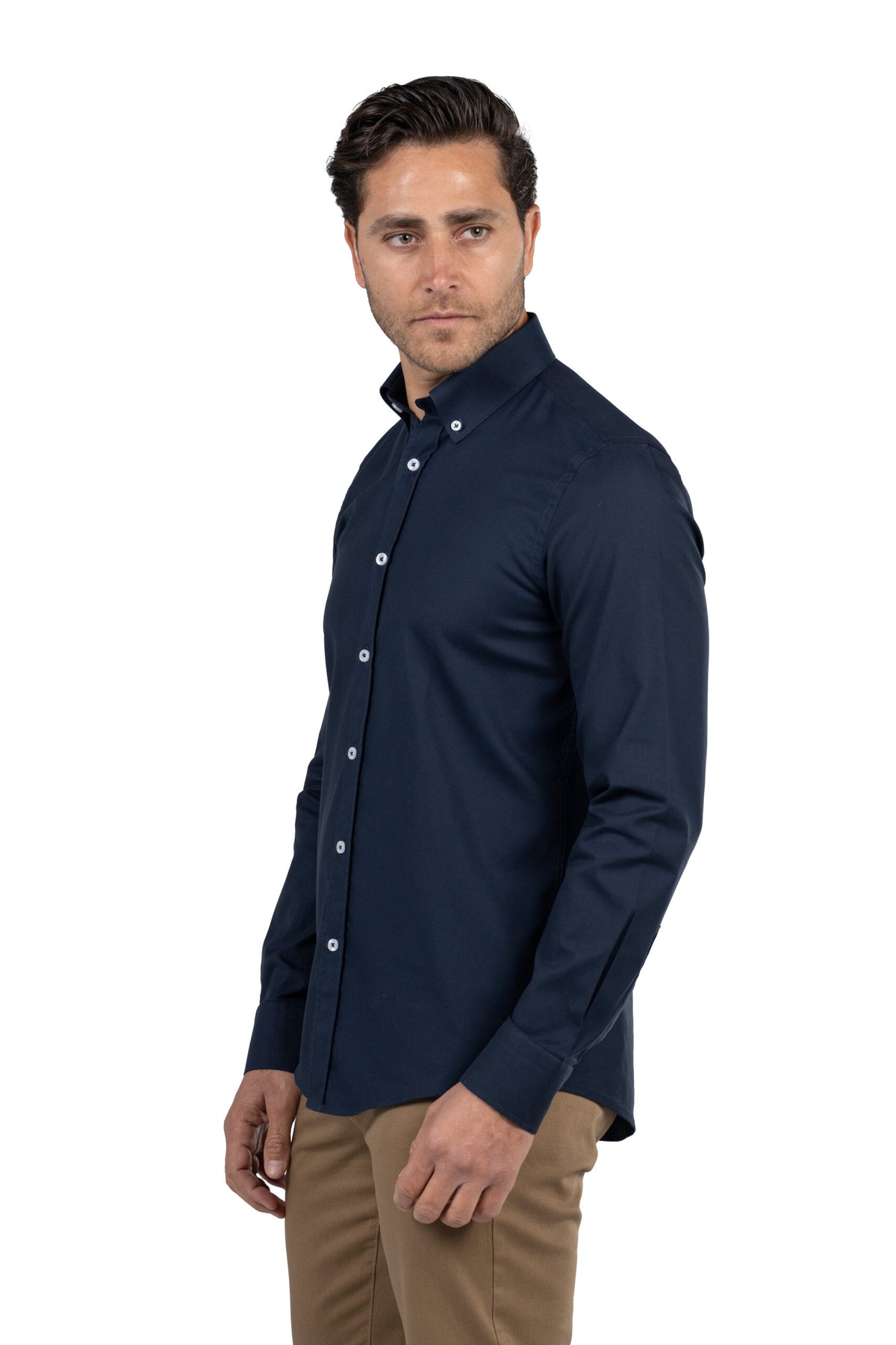 Men's Long-Sleeved Oxford Shirt – Navy