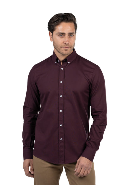 Men's Long-Sleeved Oxford Shirt – Purple