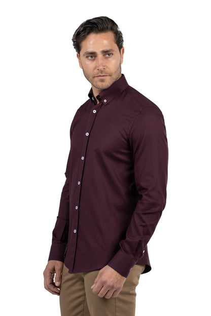 Men's Long-Sleeved Oxford Shirt – Purple