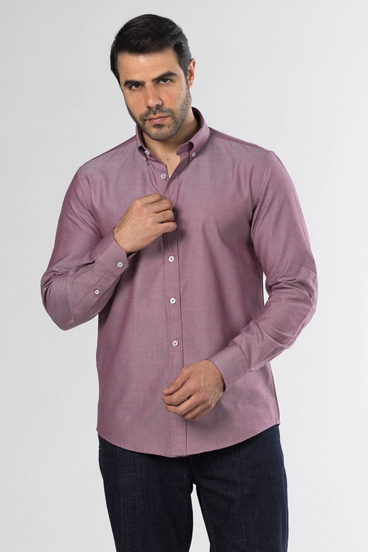 Men's Long-Sleeved Oxford Shirt – Rose