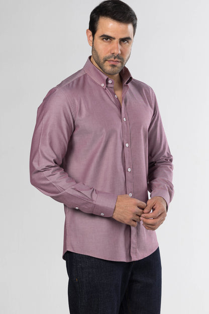 Men's Long-Sleeved Oxford Shirt – Rose