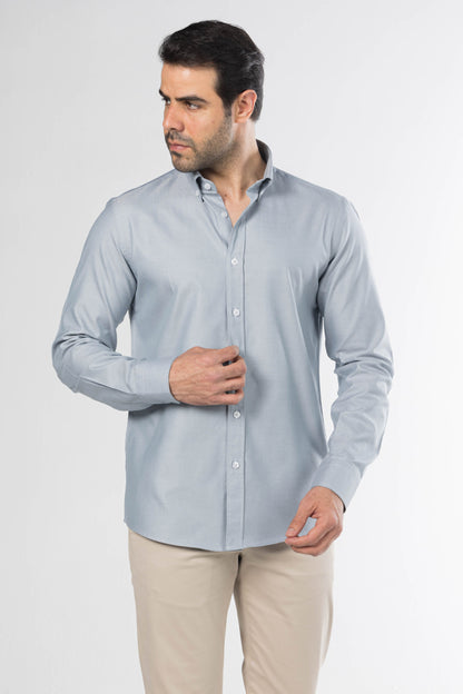 Men's Long-Sleeved Oxford Shirt – Stone